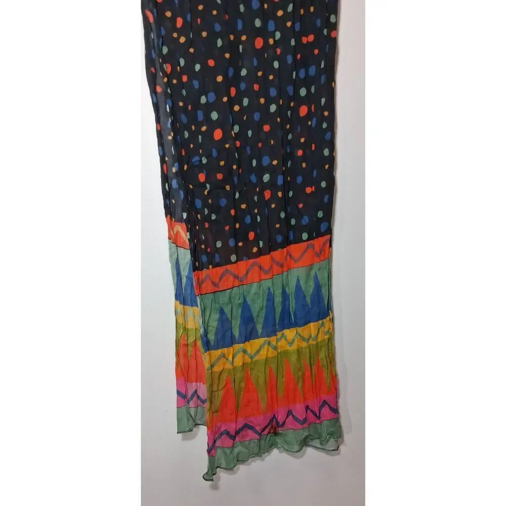 Gudrun sjoden womens long organic cotton scarf green orange black lightweight